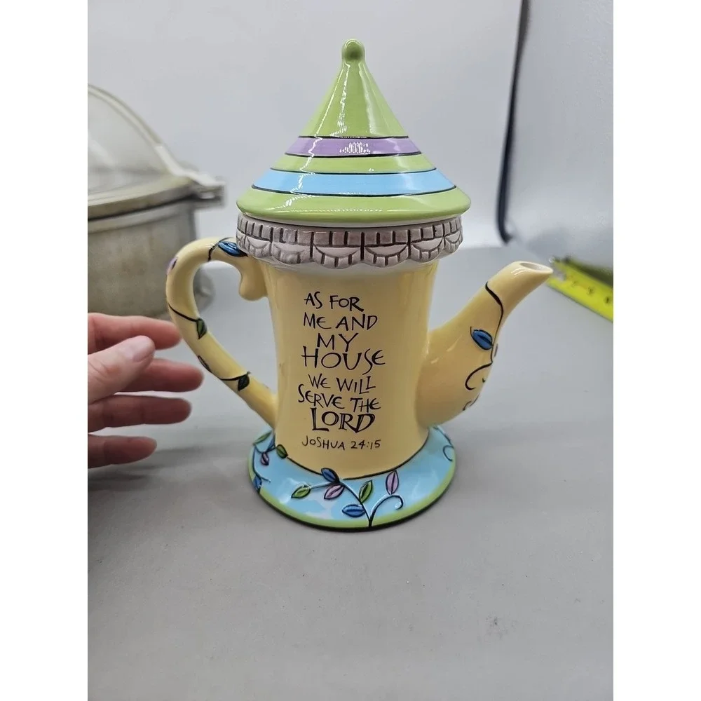 Burton And Burton Teapot Joanne Fink Whimsical Bird‎ Pastel Color Cottage Core